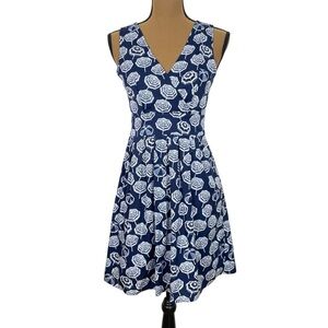 Maison Jules Navy Blue + White Sleeveless Summer A-Line Umbrellas Dress Size S